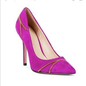 Enzo Angiolini fuchsia suede zipper pumps